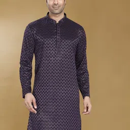 DIVISIVE Men Ethnic Motifs Embroidered Chikankari Kurta-image-45