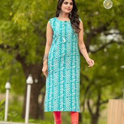 Vorhiza Women Printed Tie-Up Neck Straight Kurtas-picture-13