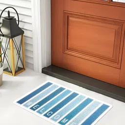 Myntra Elegant Homes Blue & White Striped Anti-Skid Doormat-image-84