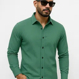 VORTEX Men Original Fit Textured Spread Collar Casual Shirt-picture-3