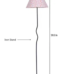 Devansh White & Black Printed Iron Floor Lamp With Shade image 3