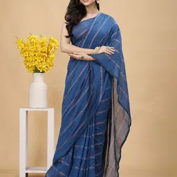 SLAGHA Striped Pure Cotton Taant Saree-picture-39