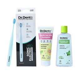 Dr.Dento Set Of 3 Icey Mint Toothpaste- 125 ml & Mint Mouthwash- 300 ml With Toothbrush-image-21