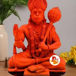 DARIDRA BHANJAN Orange Colored Lord Hanuman ji Religious Idol Showpiece-image-84