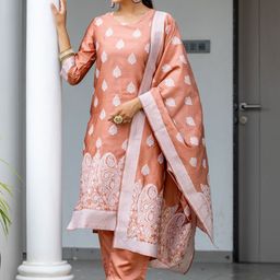 Twika Women Ethnic Motifs Woven Design Regular Kurta Set With Dupatta-image-37