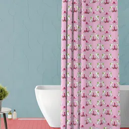 ArtzFolio Pink & White Printed Waterproof Shower Curtain-image-11