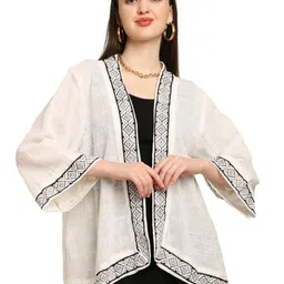 GALE GIRLS Printed Mandarin Collar Cotton Shrug-picture-46