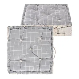 Myntra Elegant Homes White & Grey 2 Pieces Checked Cotton Chair Pads-image-48