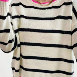 StyleCast Women Acrylic Striped Round Neck Long Sleeves Pullover-image-66