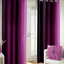 151 cm (5 ft) Polyester Semi Transparent Window Curtain (Pack Of 2) (Solid, Purple)-image-77