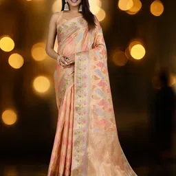 Blissta Woven Design Zari Organza Banarasi Saree-image-3
