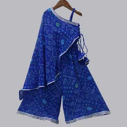 YK Girls Blue Poly Georgette Printed Kurta Sets-picture-33