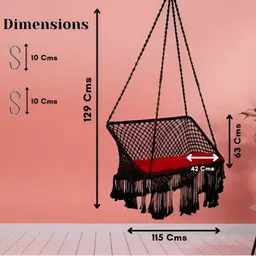 Swingzy Black & Red Textured Hammock Swing With Cushion Set image 3
