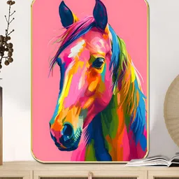 SAF Pink & yellow Horse Printed Wall Art-25