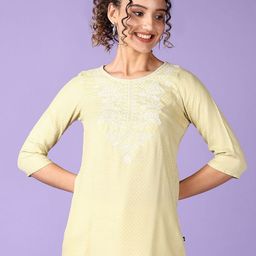 V-Mart Women Floral Printed Thread Work Pure Cotton Thread Work Kurti-picture-26