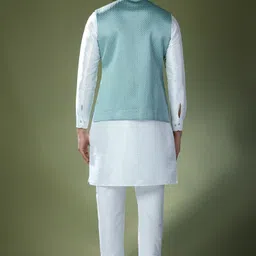 RNG Safawala Men Thread Work Dupion Silk Kurta with Trousers image 5