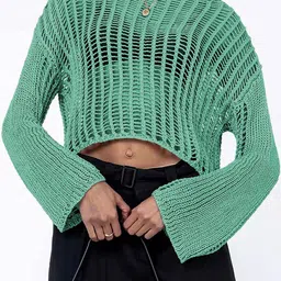 StyleCast Women Self Design Crop Pullover-picture-35