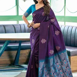 BerMondsey Ethnic Motifs Woven Design Zari Banarasi Silk Saree With Blouse-image-76