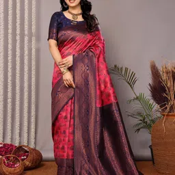 Shriyangan Ethnic Motifs Woven Design Zari Pure Silk Kanjeevaram Saree-image-48