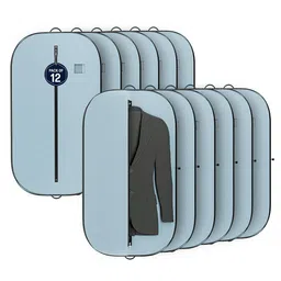 Kuber Industries Grey & Black 12 Pieces Textured Non-Woven Suit Organisers With Zip-25