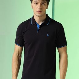 Markle Moro Men Solid Polo Collar Cotton T-shirt-image-77