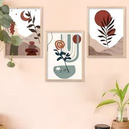 Kotart Brown & White 3 Pieces Wooden Abstract Wall Arts-picture-48
