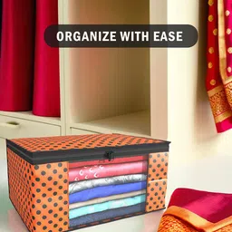 Kuber Industries Cream & Orange 24 Pieces Printed Foldable Multi Utility Organisers image 3