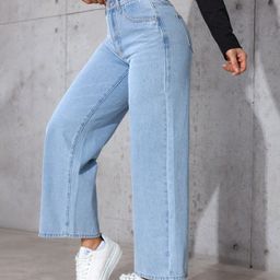 NU CLOTHS Women Jean Wide Leg High-Rise Stretchable Jeans-image-87