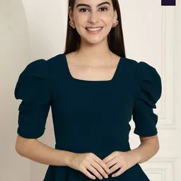 Tromko Women Solid Color Square Neck Puff Sleeve Top-picture-31