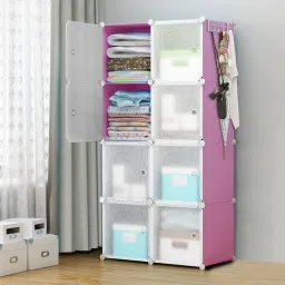 8 DOOR PINK (T) PP Collapsible Wardrobe-3