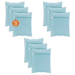 Kuber Industries Blue 9 Pieces Reusable Rectangular Durable Laundry Bags With Zipper-14