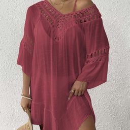 JC Mode Self Design V Neck Swimwear Cover Up Top-picture-48