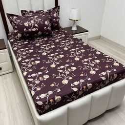 Pure Decor Lounge Fur Purple Printed 300TC Pure Cotton Single Bedsheet Set 1.73 m x 2.36 m-image-22