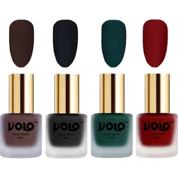 VOLO Set Of 4 Velvet Matte Nail Polish-8 ml-Tomato Red-Dark Green-Black-Chocolate Brown-image-75
