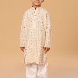 The Mini Trunk Boys Floral Embroidered Regular Kurta with Trousers-56