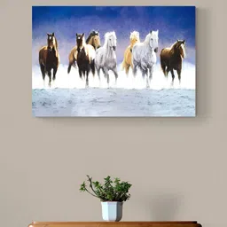 Tushaco Handicrafts White & Blue Birds & Animals Canvas Wall Art-image-78