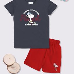 YK X Minute Mirth Boys Printed Pure Cotton T-shirt with Shorts-image-79
