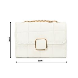 CRUSSET Textured Structured White Sling Bag with Quilted image 4