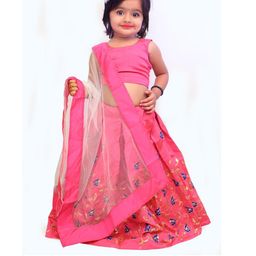 Shoryam Fashion Girls Pink Raw Silk Lehenga Choli-image-99