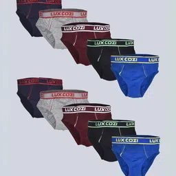 Lux Cozi Boys Pack Of 10 Assorted Pure Cotton Basic Briefs COZI_BOYS_PLAIN_BRIEF_OE_AST_10-23
