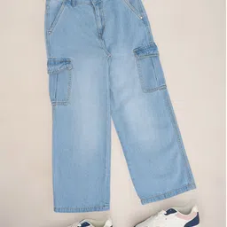 Pantaloons Junior Girls Cotton Mid-Rise Straight Fit Cargo Styles Jeans-picture-23