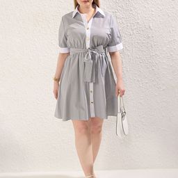 Trendyol Women Striped Shirt Collar Tie-Ups Shirt Dress-picture-28