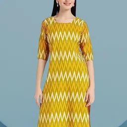 KANUDA Women Yellow Crepe A-Line Kurtas-picture-17