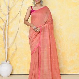 Piyari Fashion Embellished Mirror Work Khadi Saree-picture-45