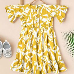 Bella Moda Print Flutter Sleeve Fit & Flare Dress-46