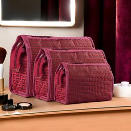 Aura Maroon Set of 3 Reusable Makeup Organiser Organisers-image-71
