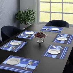 Saral Home 6-Pcs Blue Striped Rectangular Table Placemats-image-30