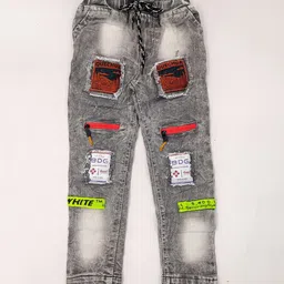 Aarya Designer Boys Regular Fit Mid-Rise Highly Distressed Heavy Fade Applique Stretchable Jeans-29