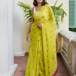 RODDUR Embellished Embroidered Pure Cotton Saree-30