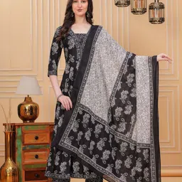 KIRNYA Women Floral Printed Panelled Pure Cotton Kurta with Trousers & With Dupatta-picture-14